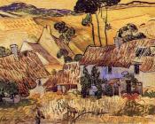 文森特 威廉 梵高 : 背景是山的农舍